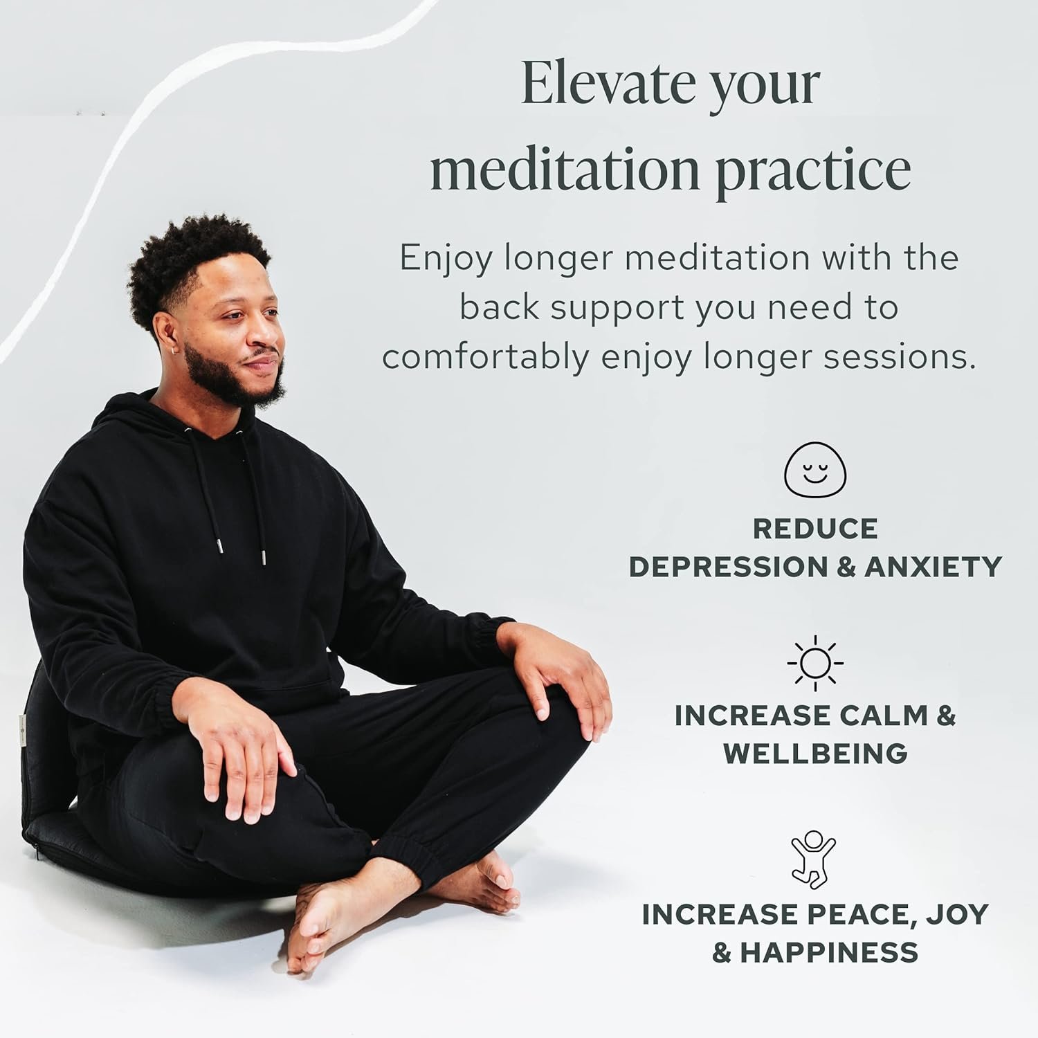 Mindful Modern Meditation Chair | Adjustable Floor Chair with Back Support | Padded Floor Seat for Posture Support and Comfort | Portable Folds Flat for Storage | Indoor/Outdoor Use