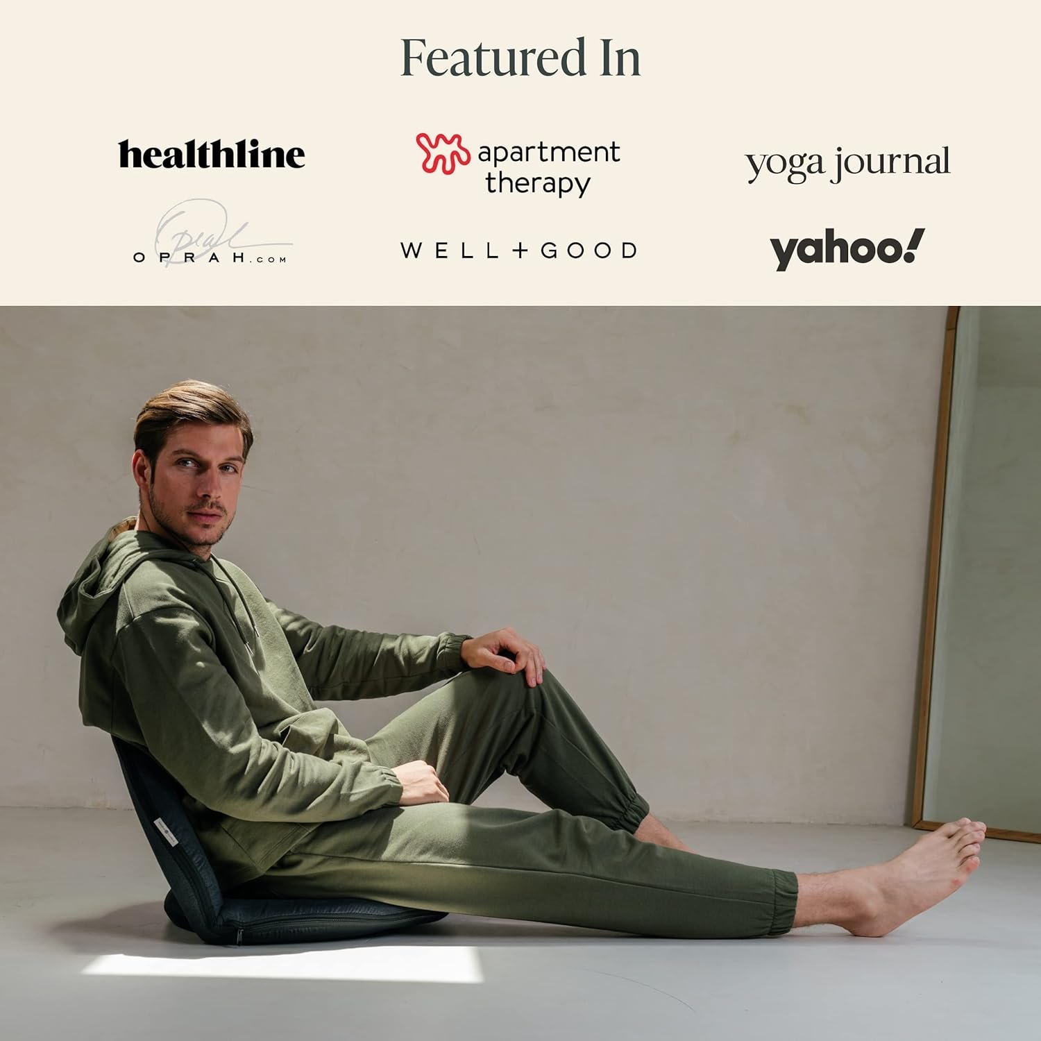 Mindful Modern Meditation Chair | Adjustable Floor Chair with Back Support | Padded Floor Seat for Posture Support and Comfort | Portable Folds Flat for Storage | Indoor/Outdoor Use