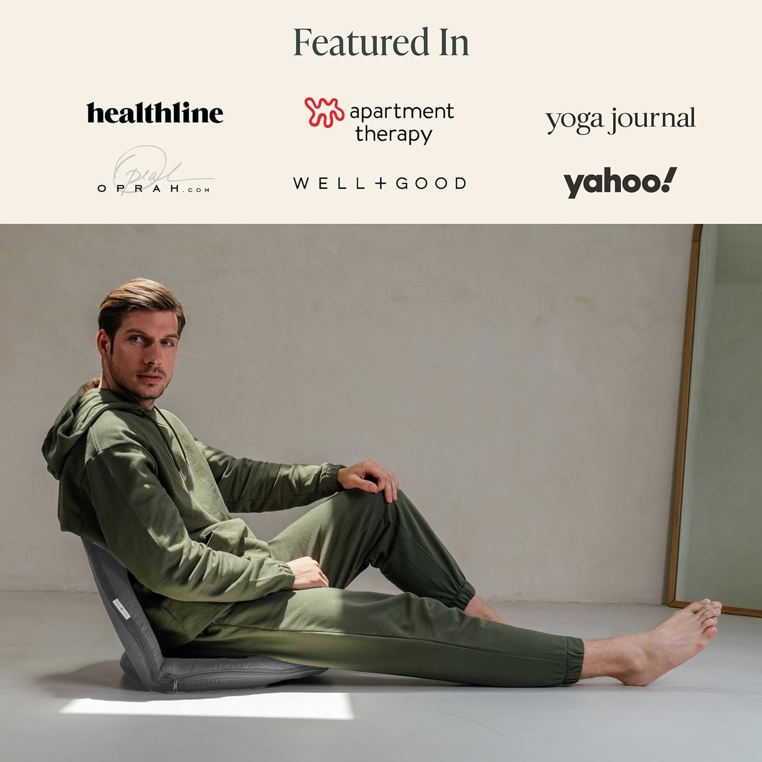 Mindful Modern Meditation Chair | Adjustable Floor Chair with Back Support | Padded Floor Seat for Posture Support and Comfort | Portable Folds Flat for Storage | Indoor/Outdoor Use