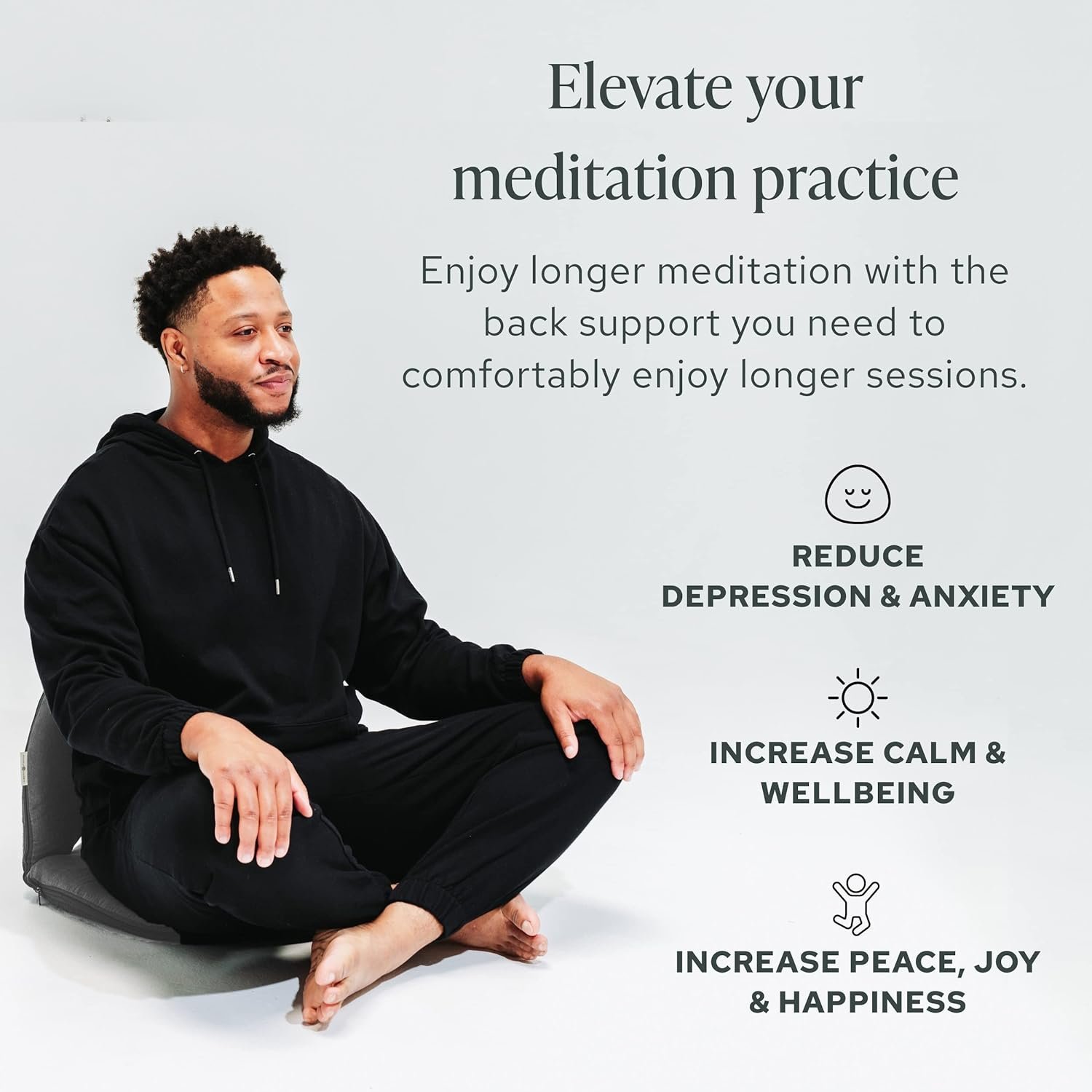 Mindful Modern Meditation Chair | Adjustable Floor Chair with Back Support | Padded Floor Seat for Posture Support and Comfort | Portable Folds Flat for Storage | Indoor/Outdoor Use