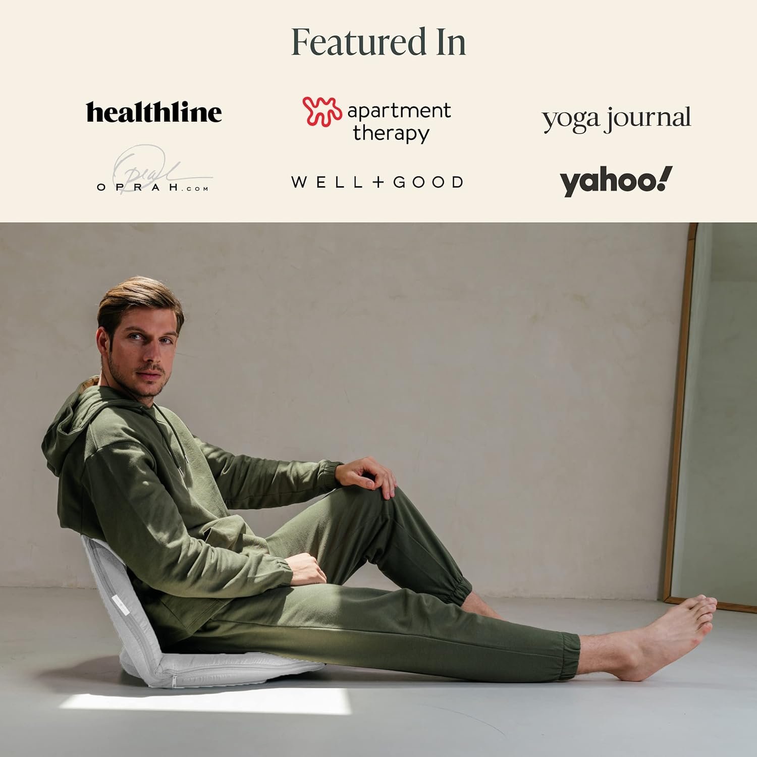 Mindful Modern Meditation Chair | Adjustable Floor Chair with Back Support | Padded Floor Seat for Posture Support and Comfort | Portable Folds Flat for Storage | Indoor/Outdoor Use